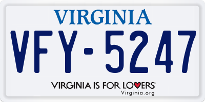 VA license plate VFY5247