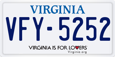 VA license plate VFY5252