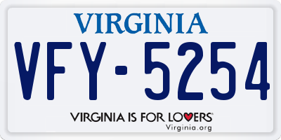 VA license plate VFY5254