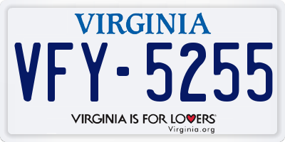 VA license plate VFY5255