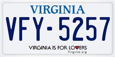 VA license plate VFY5257
