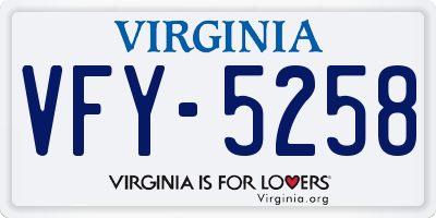 VA license plate VFY5258