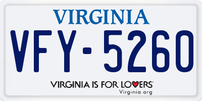 VA license plate VFY5260