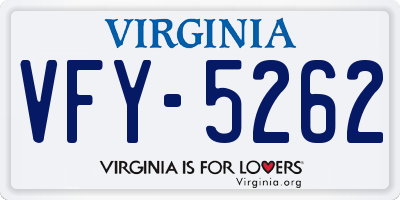 VA license plate VFY5262