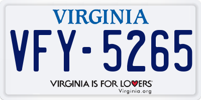 VA license plate VFY5265