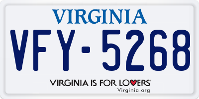 VA license plate VFY5268