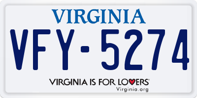 VA license plate VFY5274