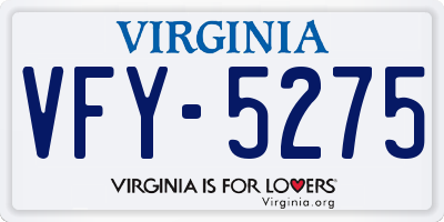 VA license plate VFY5275