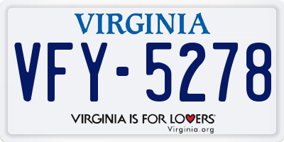 VA license plate VFY5278