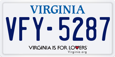 VA license plate VFY5287