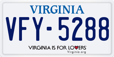 VA license plate VFY5288