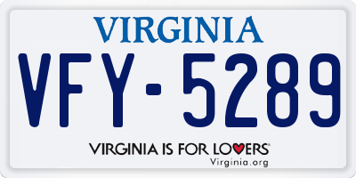 VA license plate VFY5289