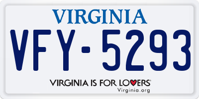 VA license plate VFY5293