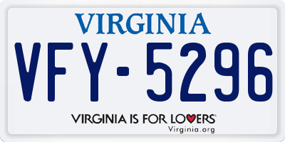 VA license plate VFY5296