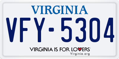 VA license plate VFY5304