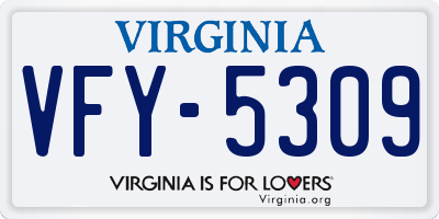 VA license plate VFY5309
