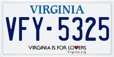 VA license plate VFY5325