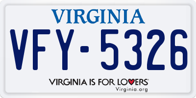 VA license plate VFY5326