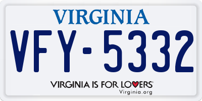 VA license plate VFY5332