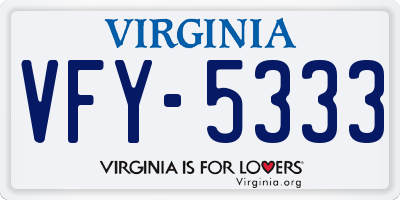 VA license plate VFY5333