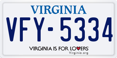 VA license plate VFY5334