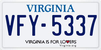 VA license plate VFY5337