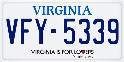 VA license plate VFY5339