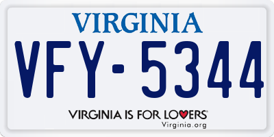VA license plate VFY5344