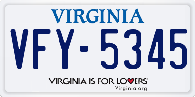 VA license plate VFY5345