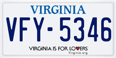 VA license plate VFY5346