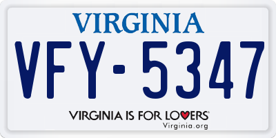 VA license plate VFY5347
