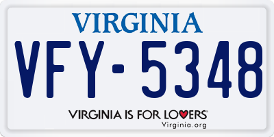 VA license plate VFY5348