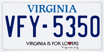 VA license plate VFY5350