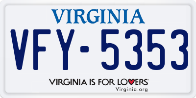 VA license plate VFY5353