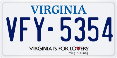 VA license plate VFY5354