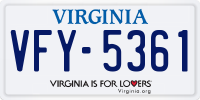 VA license plate VFY5361