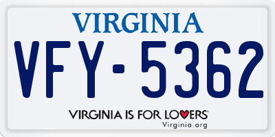 VA license plate VFY5362