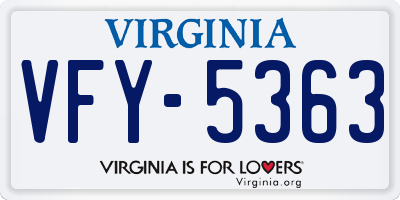 VA license plate VFY5363