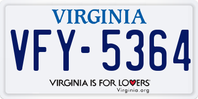 VA license plate VFY5364