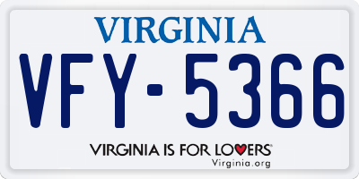 VA license plate VFY5366
