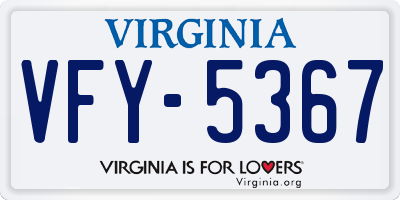 VA license plate VFY5367