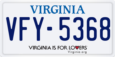 VA license plate VFY5368