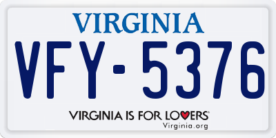 VA license plate VFY5376