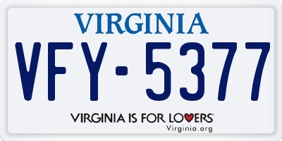 VA license plate VFY5377