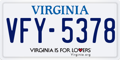 VA license plate VFY5378