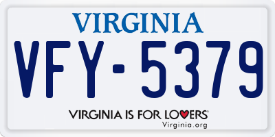 VA license plate VFY5379