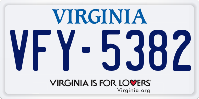 VA license plate VFY5382