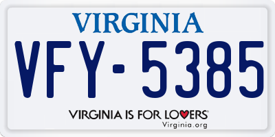 VA license plate VFY5385