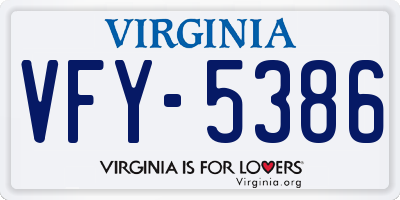 VA license plate VFY5386