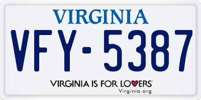 VA license plate VFY5387